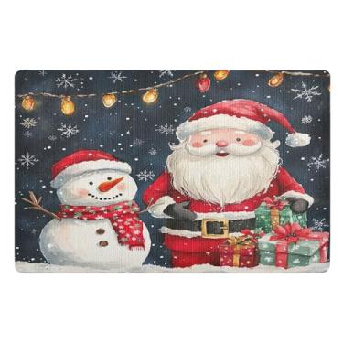 Imagem de SEHANY Tapete de porta de inverno Papai Noel Natal para todos os climas, impermeável, secagem rápida, bem-vindo, tapete de entrada antiderrapante, tapete decorativo de poliéster para entrada, varanda