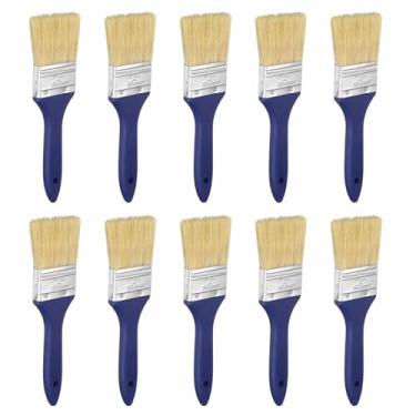 Imagem de HARFINGTON 20 pincéis de tinta de 5 cm, sem lascas, cerdas de fibra de PET com cabo azul de plástico para tintas, artesanato, vernizes, colas, gesso, parede, móveis, cercas