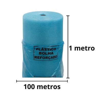 Imagem de bobina plastico bolha 1m x100 metros azul 35 micras brinde - tiger emb