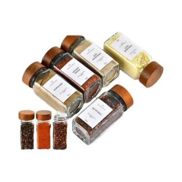 Imagem de Pote De Vidro Quadrado De 40oz Para Temperos Com Tampa De Madeira De A