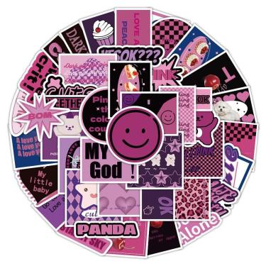 Imagem de Adesivos 60 unidades/lote de vinil impermeável rosa e roxo