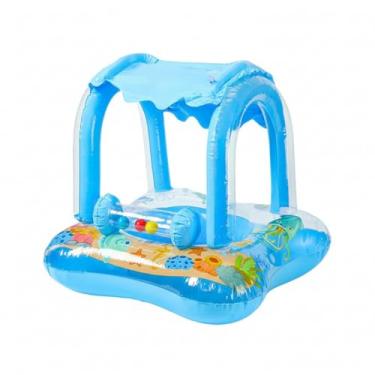 Imagem de Boia Infantil Inflável Com Cobertura Baby Float Para Piscina (Azul)