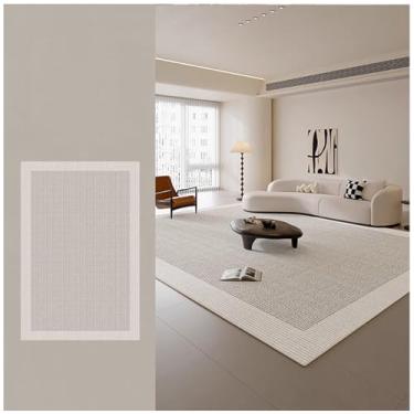 Imagem de SPXMQSS Tapete de área grande para sala de estar, tapete antiderrapante para quarto, sofá resistente ao desgaste, tapete de mesa de café, para sala de estar, sala de jantar, quarto, cinza bege K 240 x