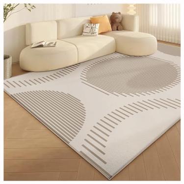Imagem de SPXMQSS Tapetes laváveis à máquina, antiderrapante e durável, resistente ao desgaste, tapete grande e macio lavável para quarto, sala de jantar, escritório, cinza e bege