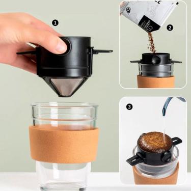 Imagem de Mini Coador De Café Filtro Inox Xícara Pequeno Portátil