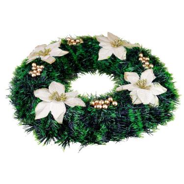 Imagem de Guirlanda Flores Douradas 38cm Cazza Verde