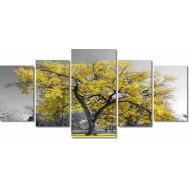 Imagem de quadros decorativo 5 peças mod Árvore amarela - autopc 3mm
