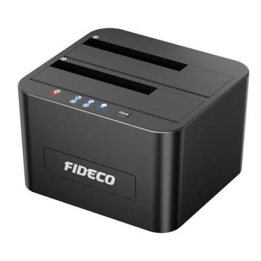 Imagem de FIDECO Docking station para disco rígido, dock station HDD USB 3.0 SATA para 2,5 e 3,5 polegadas SATA HDD/SSD, compartimento duplo, suporte clone offline e discos rígidos 2X 16TB