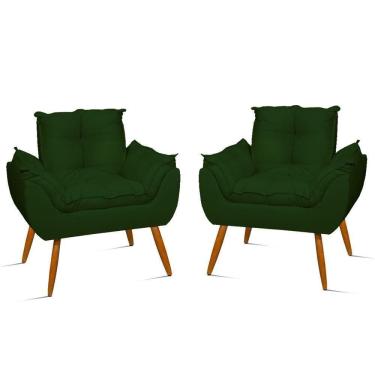 Imagem de Kit 02 Cadeiras Poltronas Opala Suede Luxo Verde