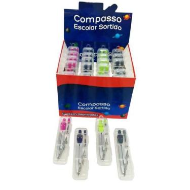 Imagem de Compasso Escolar 4 Cores Caixa com 24 - VP