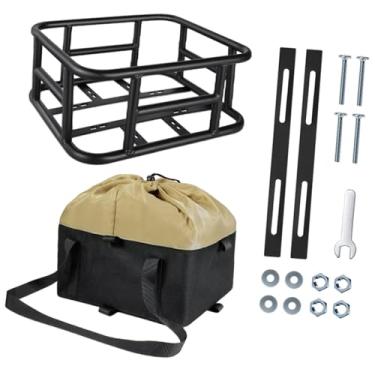 Imagem de menolana Cesta traseira para bicicleta com bolsa interna removível, 34,4 x 30,5 x 15 cm, acessório com estrutura robusta, multiuso, capacidade de carga de 30