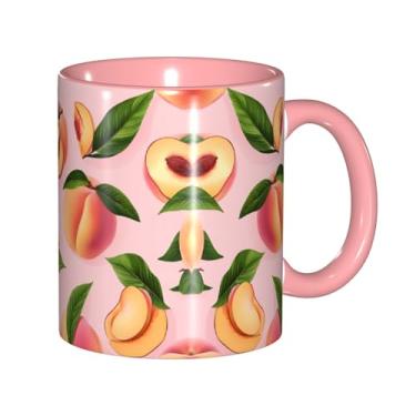 Imagem de Zeraoke Canecas de café criativas com estampa de pêssego, personalizadas, presente para a família, tamanho de 325 ml, unissex
