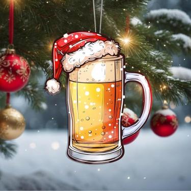 Imagem de Enfeites de Natal com cristal de vinho, enfeites de árvore de Natal feitos à mão, decoração de carro e casa - presentes de Natal, decoração de artesanato em acrílico, ideias de troca de presentes para