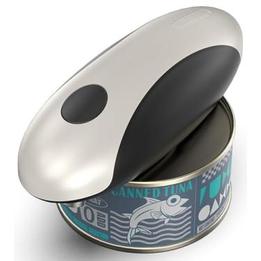 Imagem de Abridor de latas elétrico, latas abertas com um simples toque de um botão — automático, mãos livres, bordas lisas, recarregável tipo C, serve para todos os tamanhos de latas