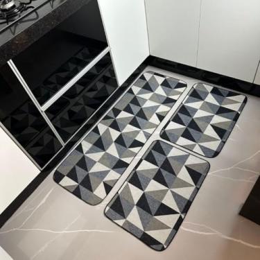 Imagem de Jogo de passadeira e tapete de cozinha em antiderrapante 3 peças(Cinza)