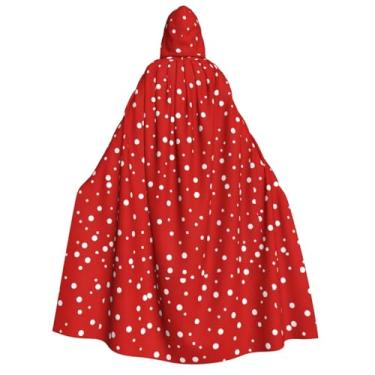 Imagem de SKKNT Red And White Polka Dots Print Unisex Hooded Cloak Costume Women Men Vampire Halloween Cosplay Carnival Theme Party