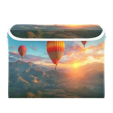 Imagem de Burbuja Caixa de armazenamento Air Ballon com tampa e alças, caixa de armazenamento grande dobrável para prateleiras armário quarto escritório organizador