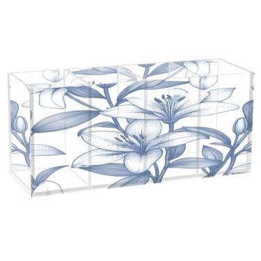Imagem de Burbuja Porta-canetas de acrílico Lily Flowers com 4 compartimentos, suporte de lápis transparente para pincéis de maquiagem, acessórios de mesa de escritório em casa