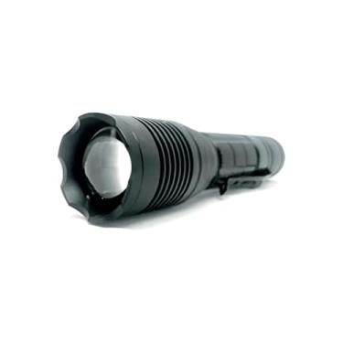 Imagem de Lanterna Tática P50-T9 LED Recarregável USB, 990.000W, 5 Modos de Luz, Alcance 500m, Bateria de Lítio 26650, com Cabo USB e Cordão