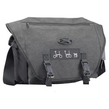Imagem de CREATOR Bolsa de guidão para bicicleta Brompton dobrável 2 em 1 bolsa de ombro à prova d'água com suporte frontal de bicicleta para Brompton (preto)