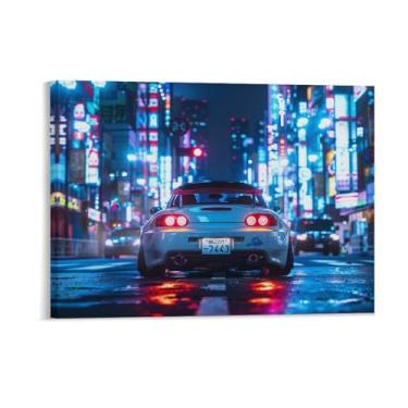 Imagem de HouLaiZhe Tóquio Night Jdm S2000 Neon Sports Posters Canvas Wall Estética Sala Decoração de Parede Impressões Galeria Sala Decoração de Parede para Quarto Sala de Estar Escritório 18 x 24 polegadas