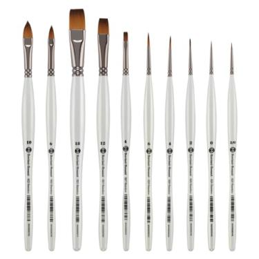 Imagem de Borciani e Bonazzi Pincel de tinta sintética Unico Fiamatto, conjunto sortido de 10 - para pintura acrílica e aquarela - cabo ergonômico, amigo dos animais, virola de latão, feito à mão na Itália