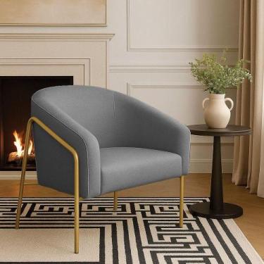 Imagem de Poltrona Sala Industrial Alta Dourado Stella Linho D03 - D'rossi Cor G