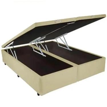 Imagem de Base Bipartida Baú Queen em Suede Universal 41x198x158 Blindado Cor Be