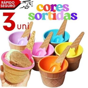 Imagem de Kit com 3 Tigelinhas Tigela Casquinha Pote para Sobremesa Sorvete Frut