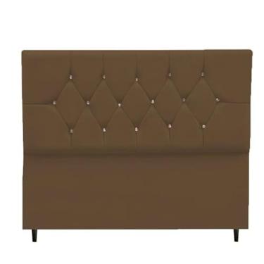 Imagem de Estofada Tecido em Suede Com Pés Solteiro Casal Decoração Quarto, Ideal para Decoração de Quarto Brasileiro(Marom,160 Queen)