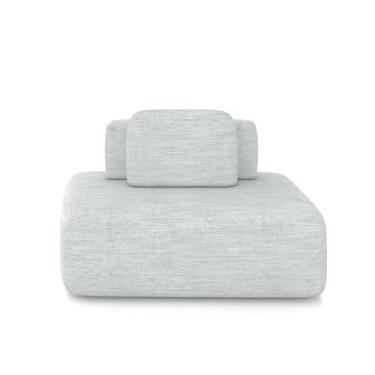 Imagem de Sofá Ilha Sala de Estar Modulado Dakota 142cm Encosto Almofada Solta Linho Cinza G33 - Gran Belo