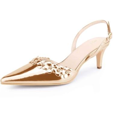 Imagem de Perphy Sandália feminina de salto alto com bico fino e salto agulha, Ouro rosa, 39