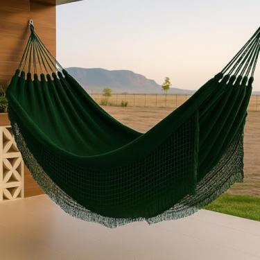 Imagem de Rede de Dormir Casal Algodão Natural 4m x 1,5m Moderna Confortável e Resistente(Verde)