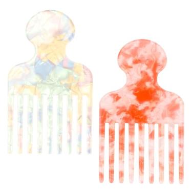 Imagem de 2 peças de pente de cabelo de dentes largos para cabelos cacheados, pente de elevação de 12 cm, ferramenta de modelagem de volume para mulheres e homens, nós redutores de cabelos compridos grossos