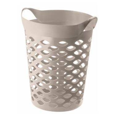 Imagem de Ordene - Cesto Organizador Plástico Flexível Redondo de 44 Litros, Cor Capuccino, Linha Log