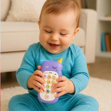Imagem de Celular Infantil Mordedor Para Bebê Telefone Musical Interativo Educativo Diversão Aprendizado E Alívio Para A Dentição Em Um Só Brinquedo(Cor Lilás)