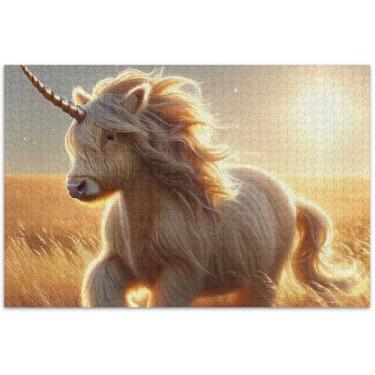 Imagem de Quebra-cabeça de gado de unicórnio fofo para adultos 1000 peças arte de flores de animais coloridos elefante branco, 75 x 40 cm