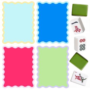 Imagem de Soulchen 4 Pcs Mahjong Shuffler Cards Thick PVC Tile Mixers with Wavy Scalloped Fun Game Accessories for Mixing Tiles Funny Mahjong Gifts for Lovers Playing Game (Brilliant Rimmed)