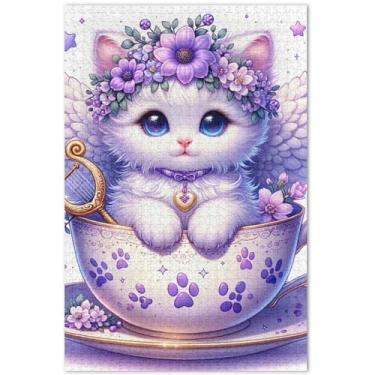 Imagem de Unicórnios roxos, cenário fantástico, quebra-cabeças, 1000 peças, presentes de jogo engraçado, para adultos, quebra-cabeças coloridos, estampa de animais, 75 x 40 cm