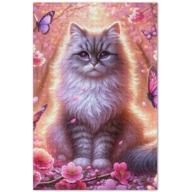 Imagem de Quebra-cabeças de unicórnios roxos personalizados cenário fantástico 500 peças para adultos pintura animal quebra-cabeças exclusivos presentes para jogo de elefante branco, 51 x 35 centímetros