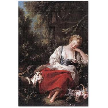 Imagem de François Boucher Shepherdess Print Adultos Quebra-cabeça 500 peças família brinquedo arte família quebra-cabeças engraçados presentes de jogo de quebra-cabeça 50,5 x 14,9 polegadas