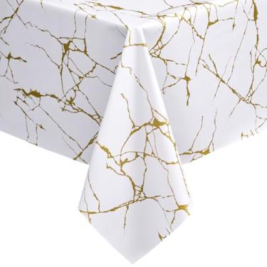 Imagem de sancua Toalha de mesa de vinil 100% impermeável 137 x 192 cm, toalha de mesa retangular de PVC para piquenique, resistente a óleo, à prova de derramamento, para jantar, cozinha, festas, ambientes