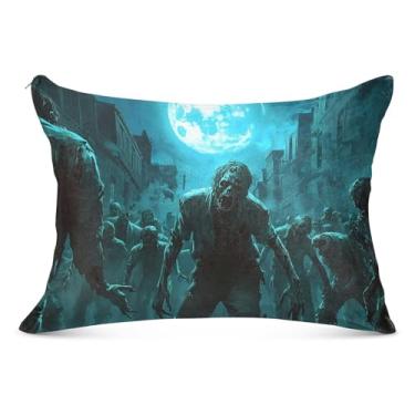 Imagem de Zombies Roaming Full Moon Queen Pillow 50 x 76 cm capa de travesseiro corporal resistente a desbotamento e manchas