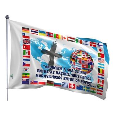 Imagem de Bandeira Evangélica de Missões Nações Mundo Anunciem Sua glória Dupla 