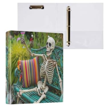 Imagem de Esqueleto no banco organizador de fichário com 3 anéis Chill com prancheta, material escolar