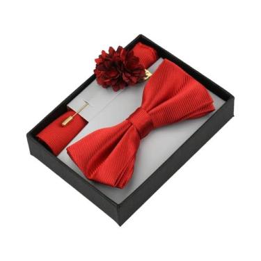 Imagem de Conjunto De Gravata Borboleta Floral Masculina Com Lenço De Bolso, Bro