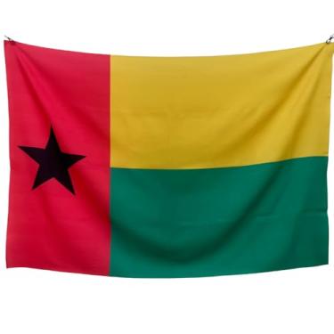 Imagem de Bandeira Decorativa Guiné-Bissau, Uso Interno e Externo, 150x100cm, Tecido Oxford Premium, Sublimação em Alta Definição, Corte a Laser