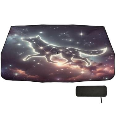 Imagem de Constellation Wolf Para-brisa retrátil para proteção de isolamento térmico de carro Guarda-chuva para para-brisas de carro, persianas de carro para janelas