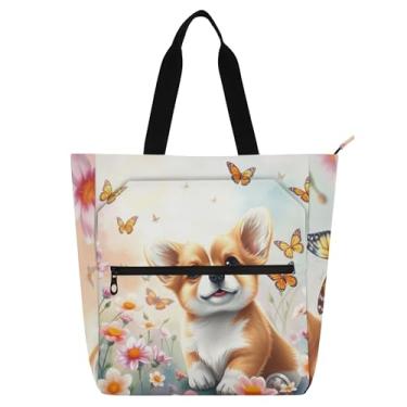 Imagem de GAIGEO Lindas bolsas de trabalho para mulheres, borboletas, flores, floral, lona, escola, bolsa, carteiro com compartimentos