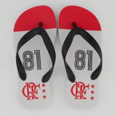 Imagem de Chinelo Flamengo Manto 81 Infantil Branco e Preto-Unissex